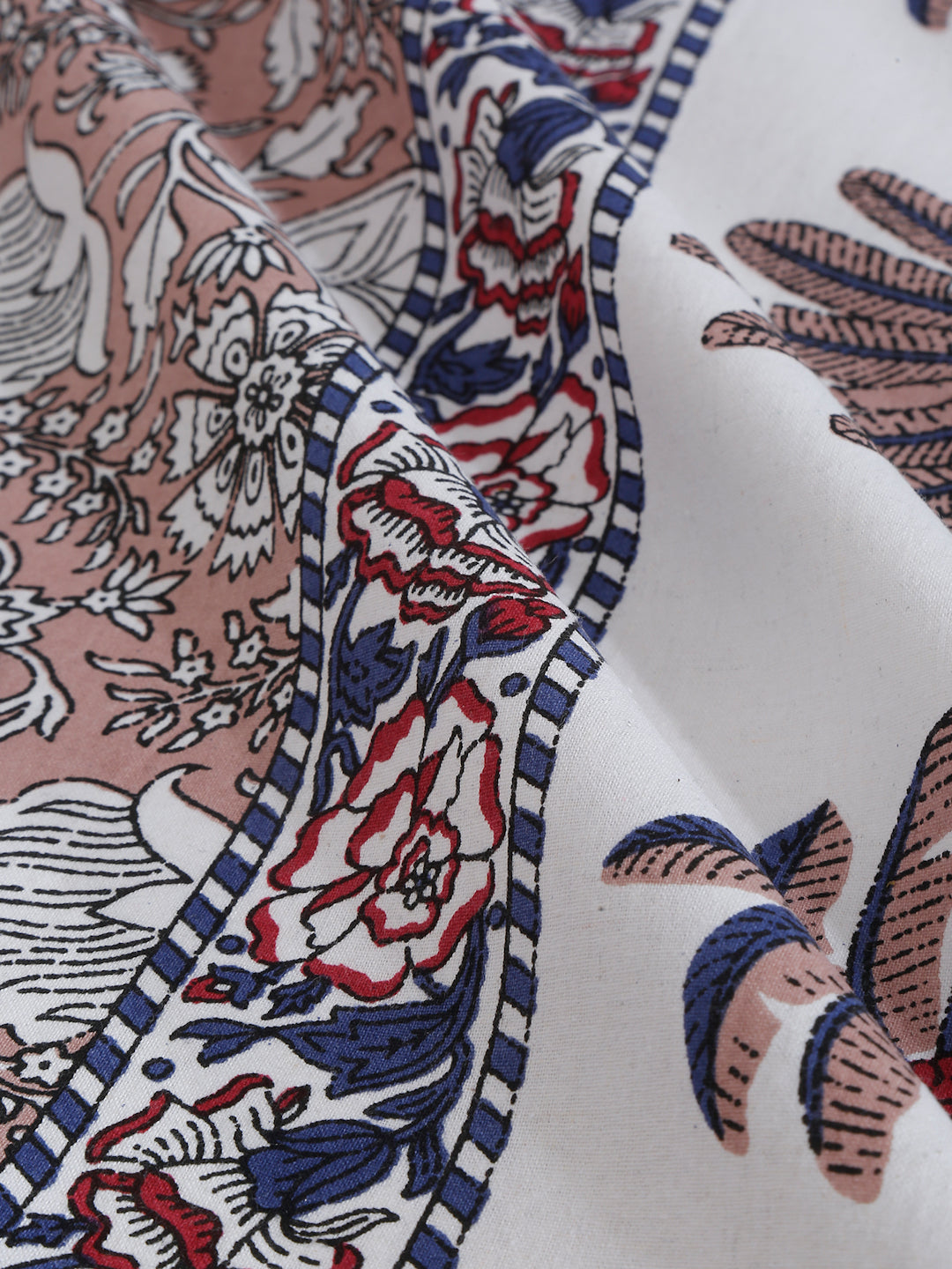 Mulit Colored Ethnic Motif Print 144 TC Cotton Single Bed Sheet with 1 Pillow Cover