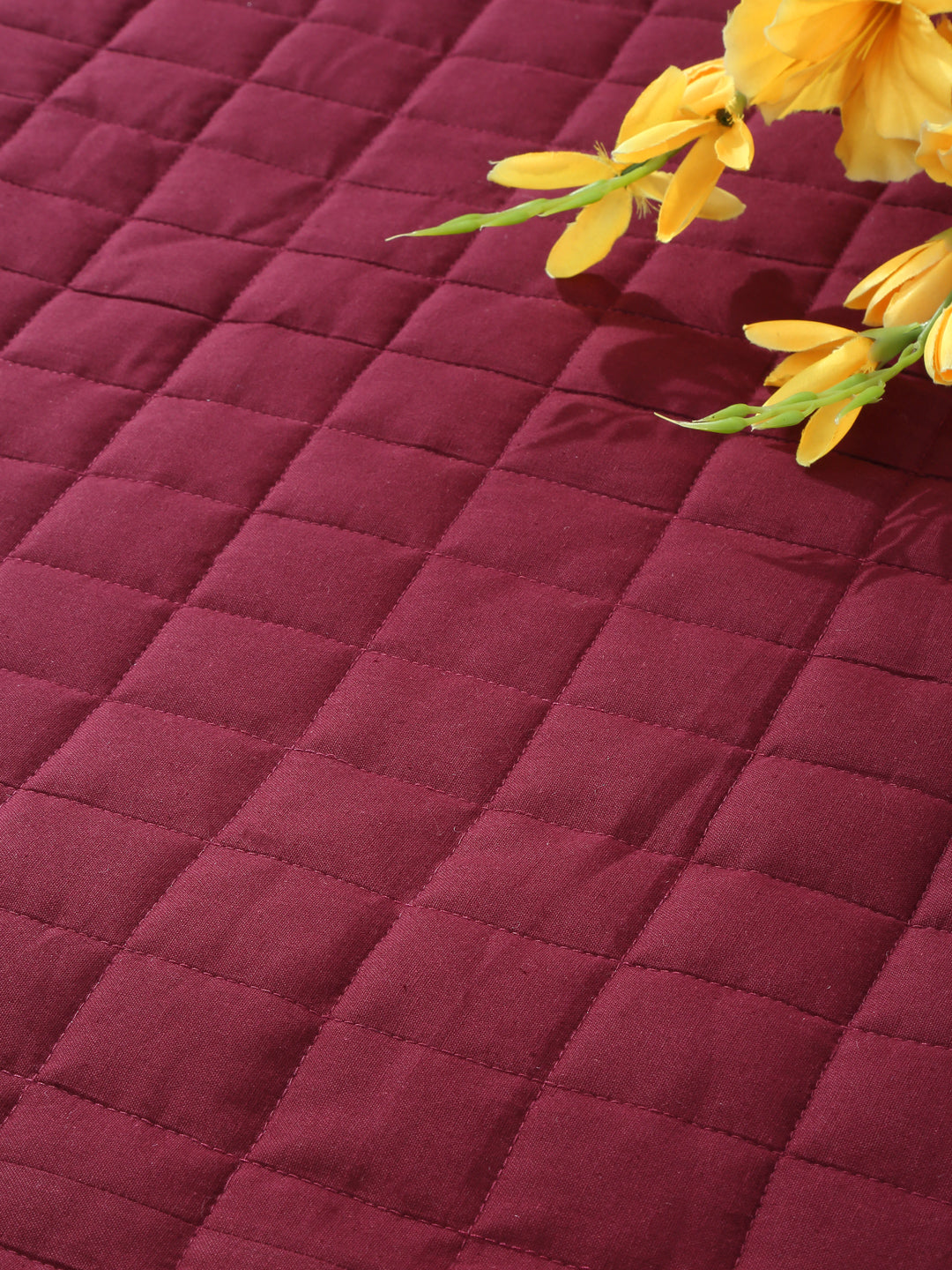 Wine Color Quilted Cotton 1 Seater Sofa Cover