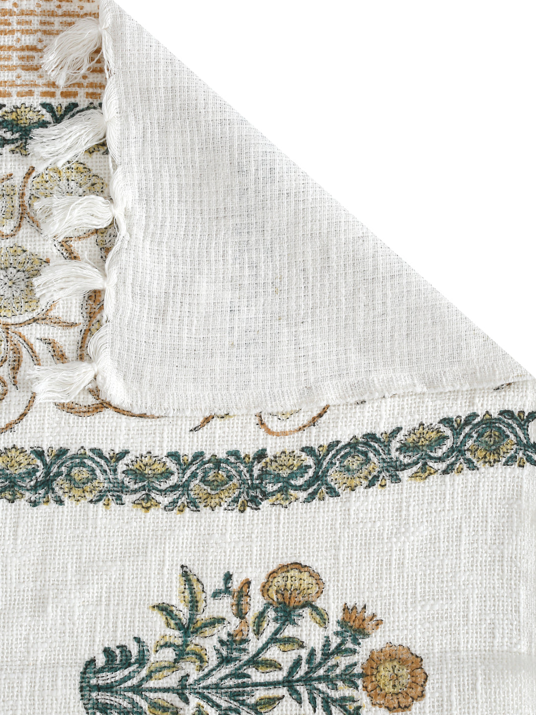 White and Red Floral Printed Cotton Throw