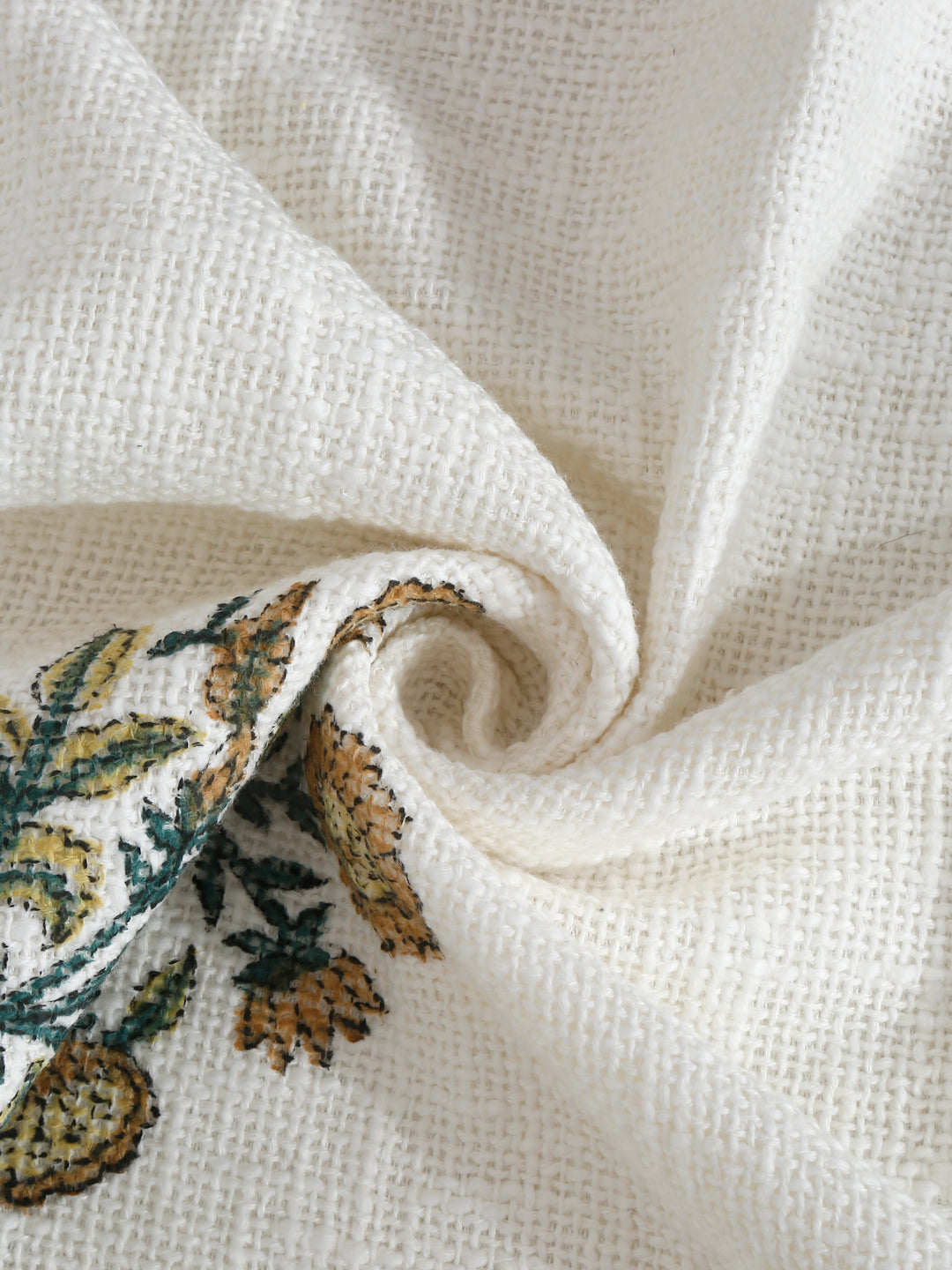 White and Red Floral Printed Cotton Throw