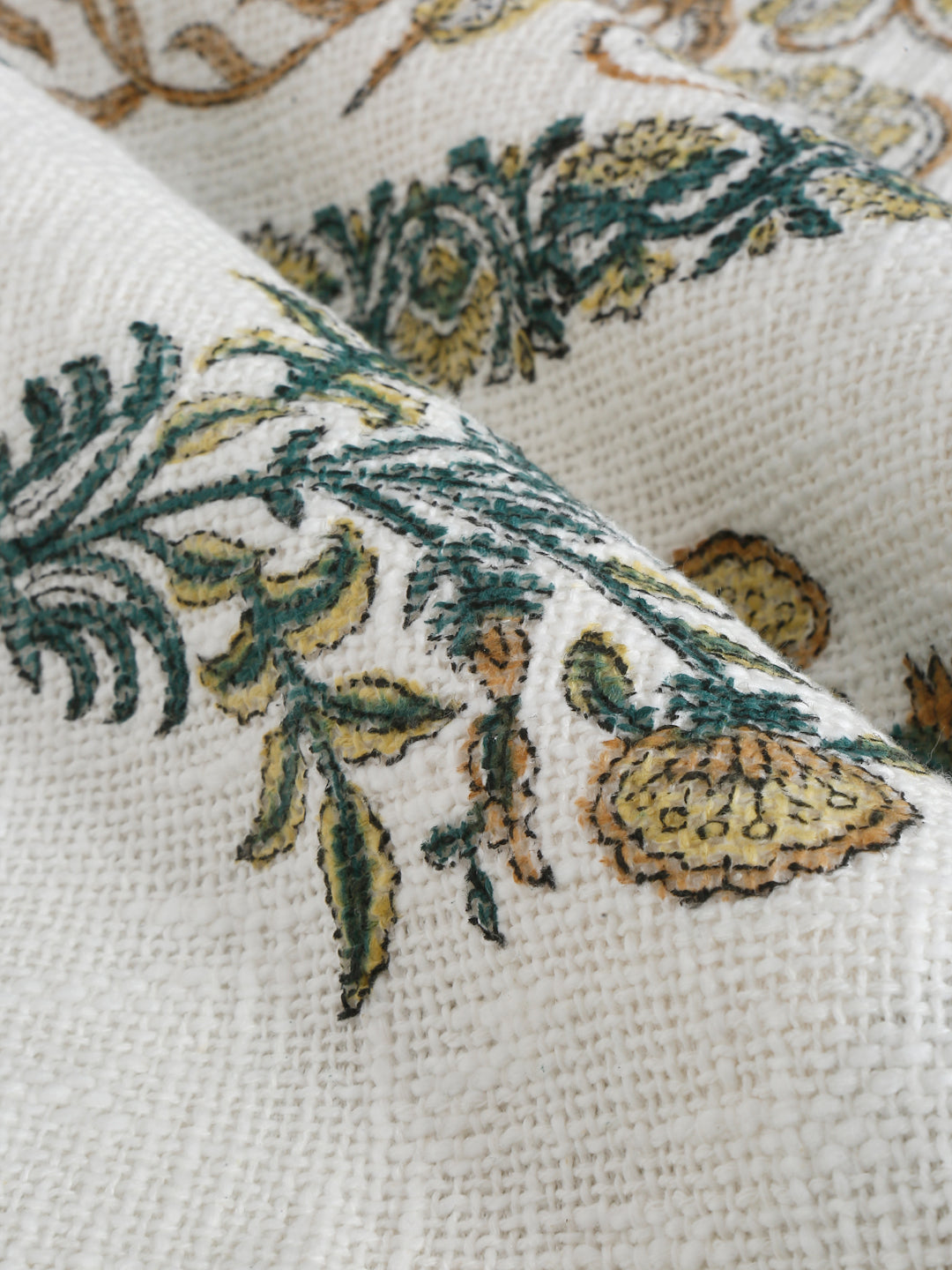 White and Red Floral Printed Cotton Throw