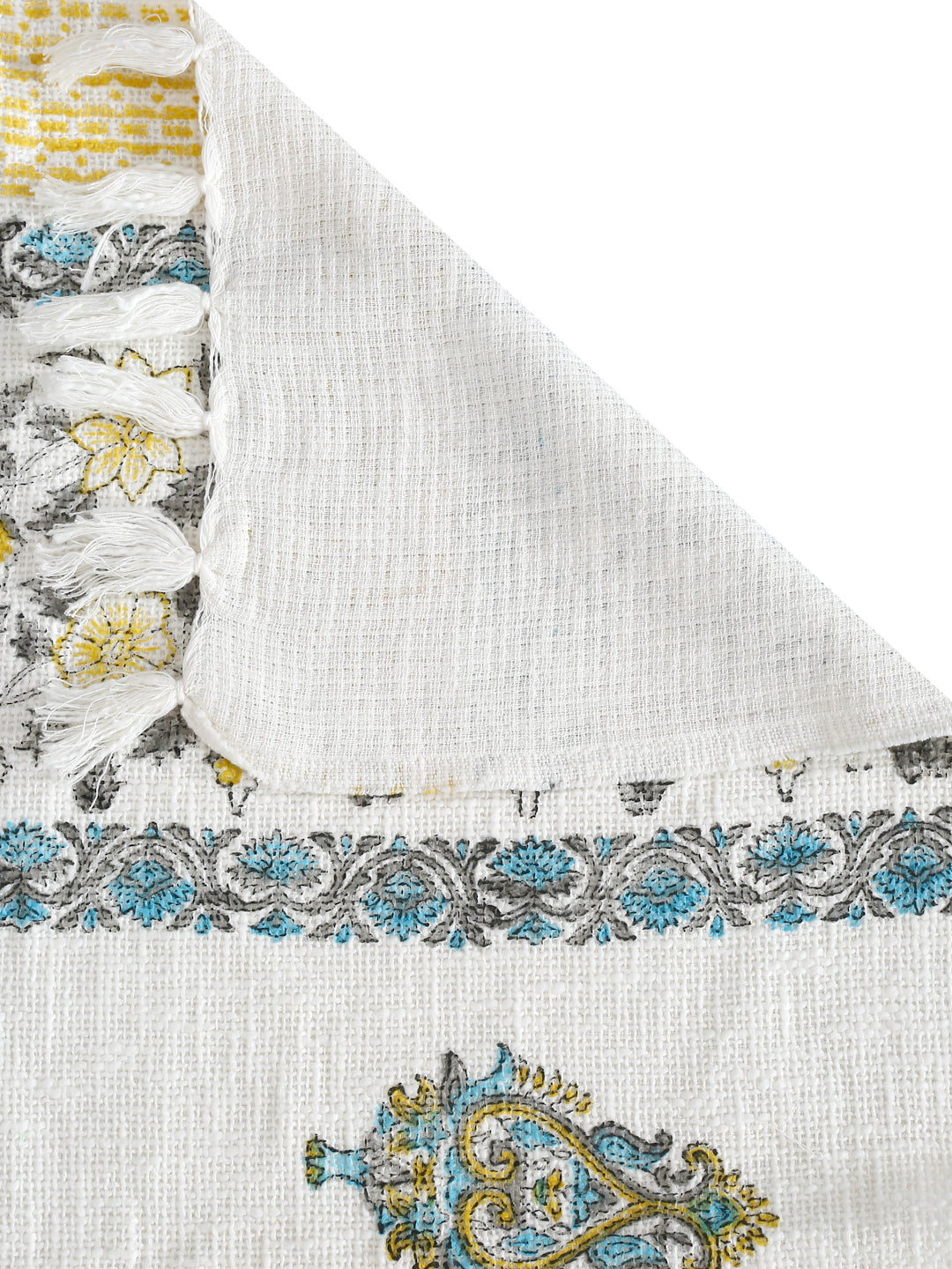 White and Red Floral Printed Cotton Throw