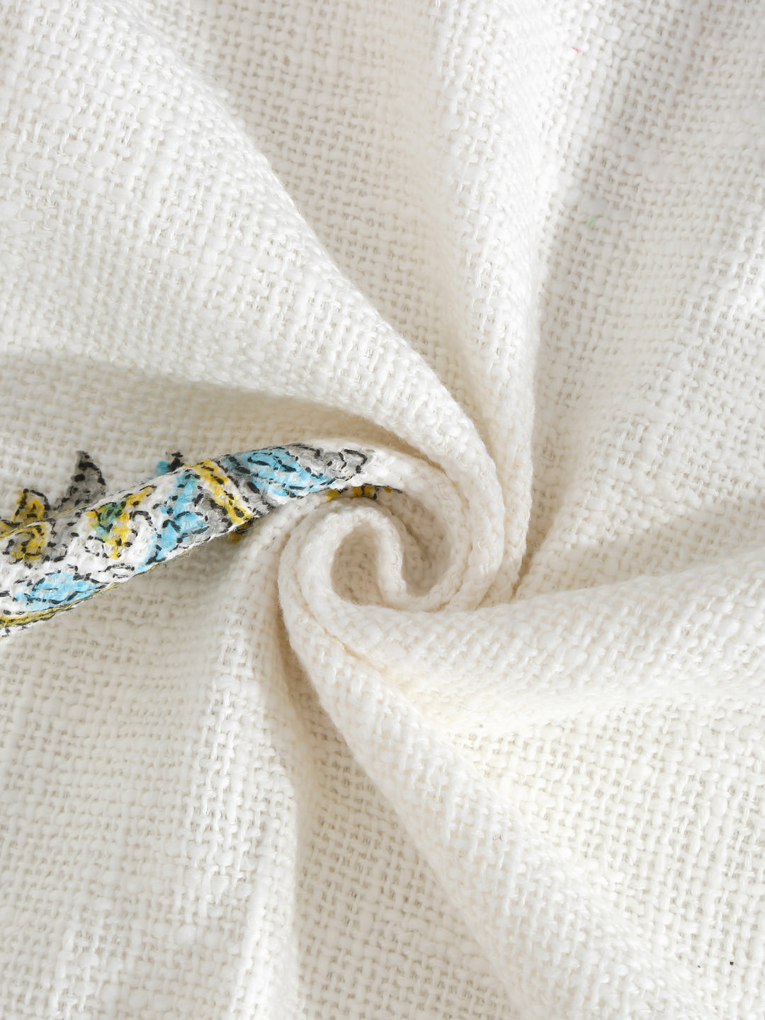 White and Red Floral Printed Cotton Throw