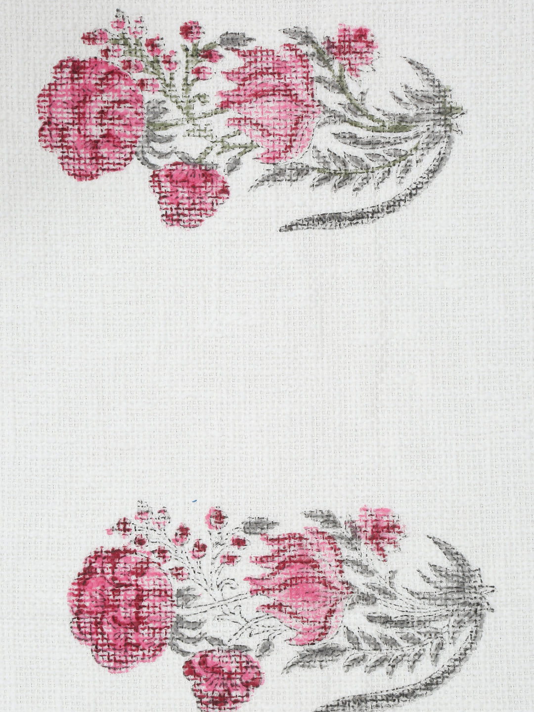 White and Red Floral Printed Cotton Throw