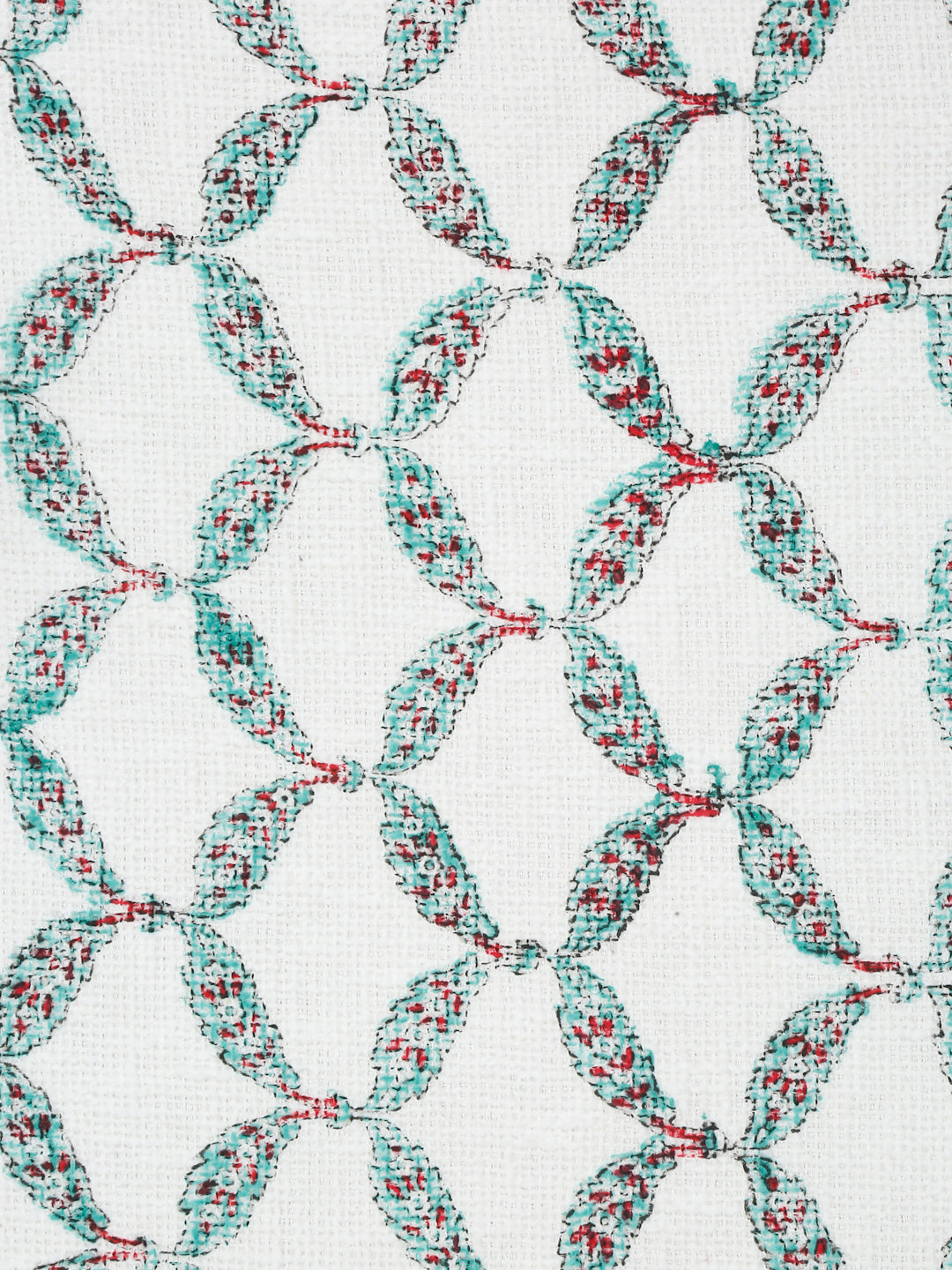 White and Red Floral Printed Cotton Throw