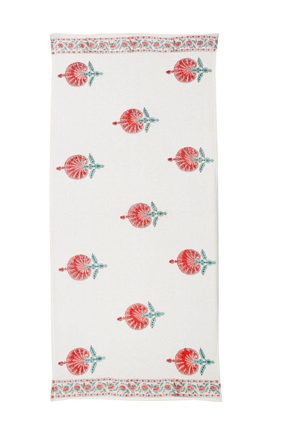 Cream and Pink 180 GSM Hand Block Floral Cotton Towel Set of 3