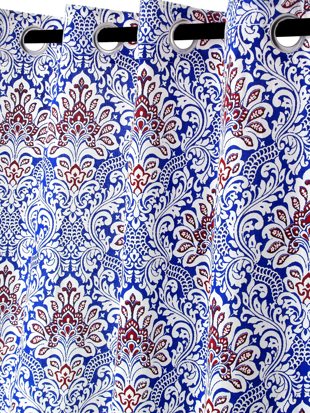 Rajsthan Décor Screen Print Cotton Floral Window Curtain Set of 2 (54x62 Inch)