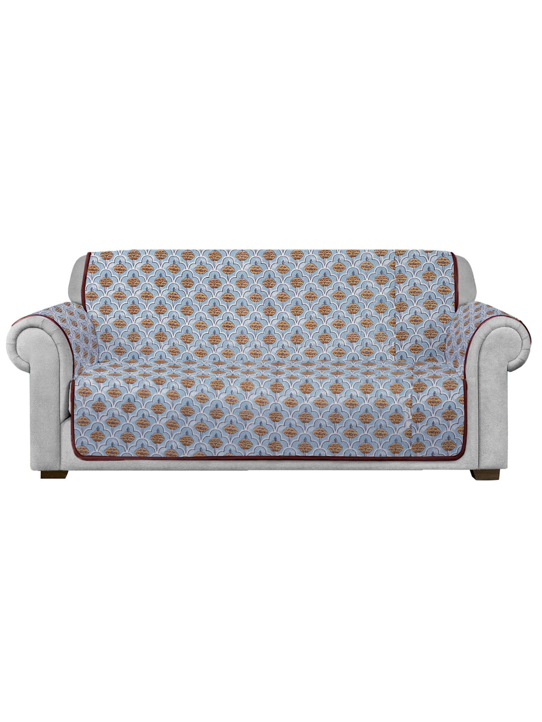 Quilted Floral 3 seater Cotton Sofa Cover with Hand Rest Cover