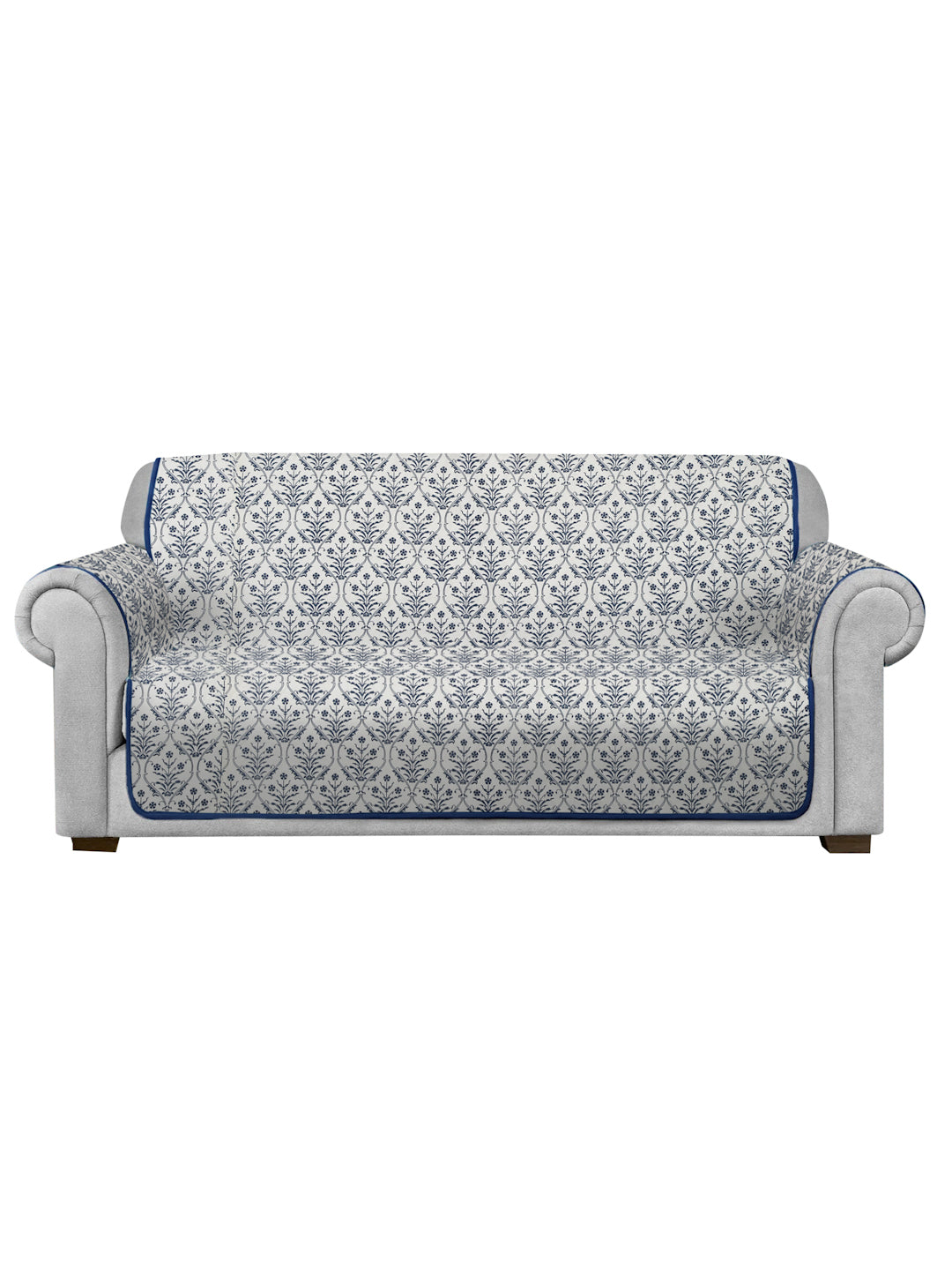 Rajasthan Decor Screen Print Quilted Floral 3 seater Sofa Cover