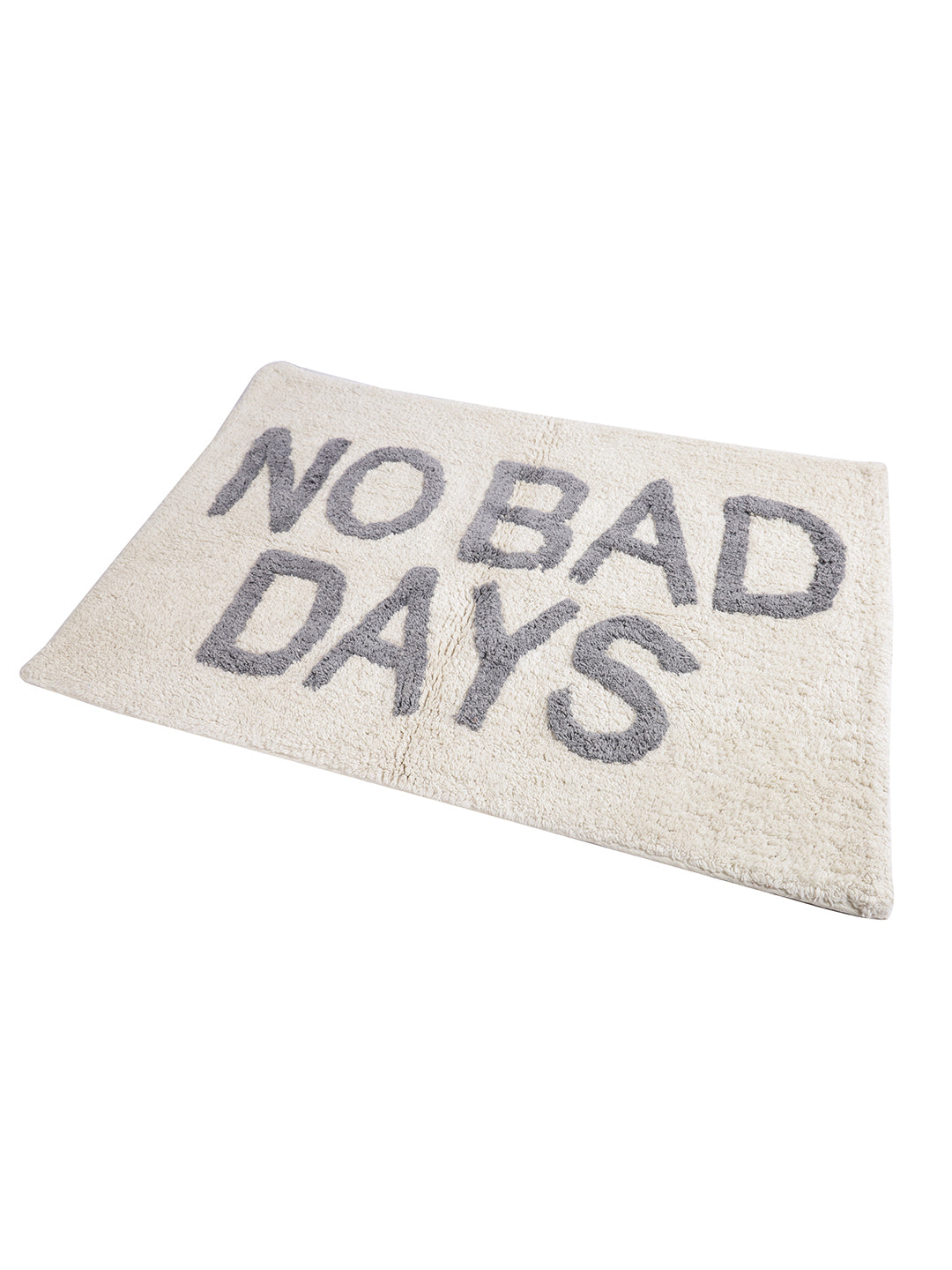 White and Grey Patterned 500GSM Cotton Anti-Slip Bath Rug