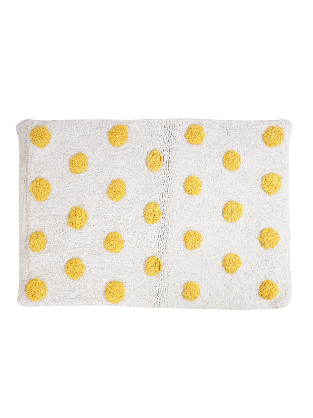 White and Yellow Polka Dot Bath Rug