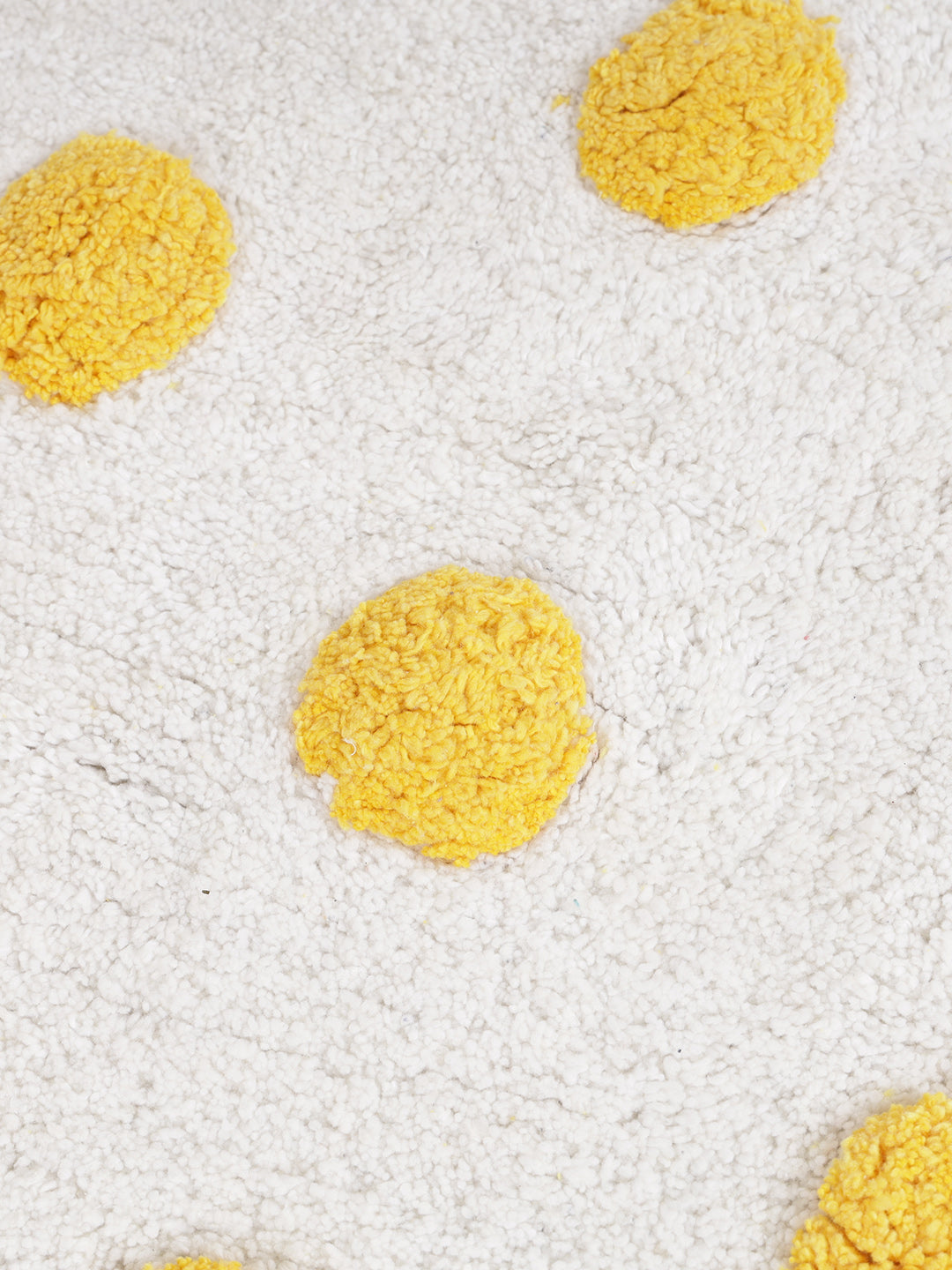 White and Yellow Polka Dot Bath Rug