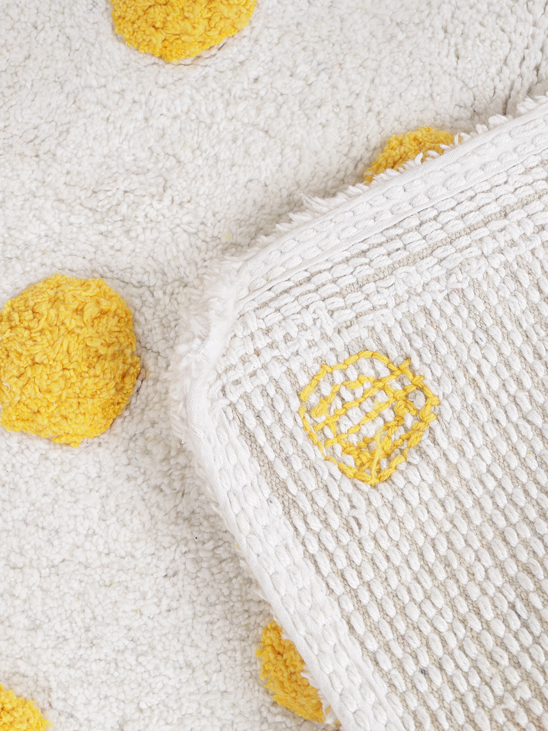 White and Yellow Polka Dot Bath Rug