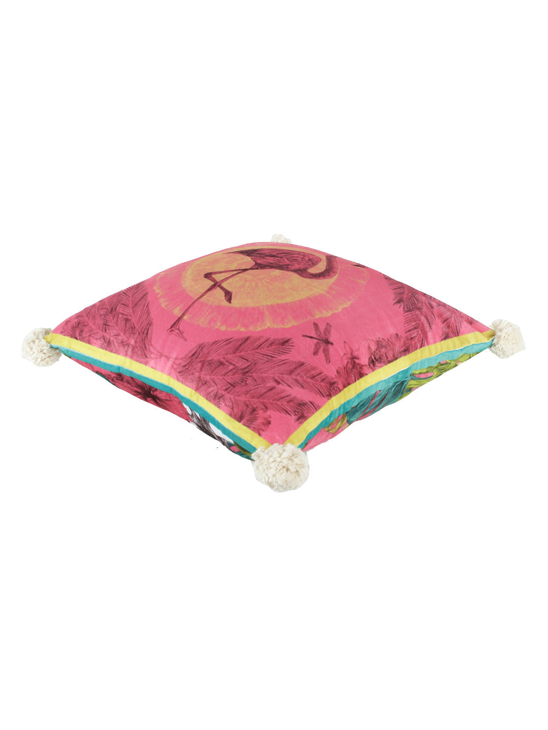 Pink Set of 2 Floral Square Velvet Reversible Cushion Covers