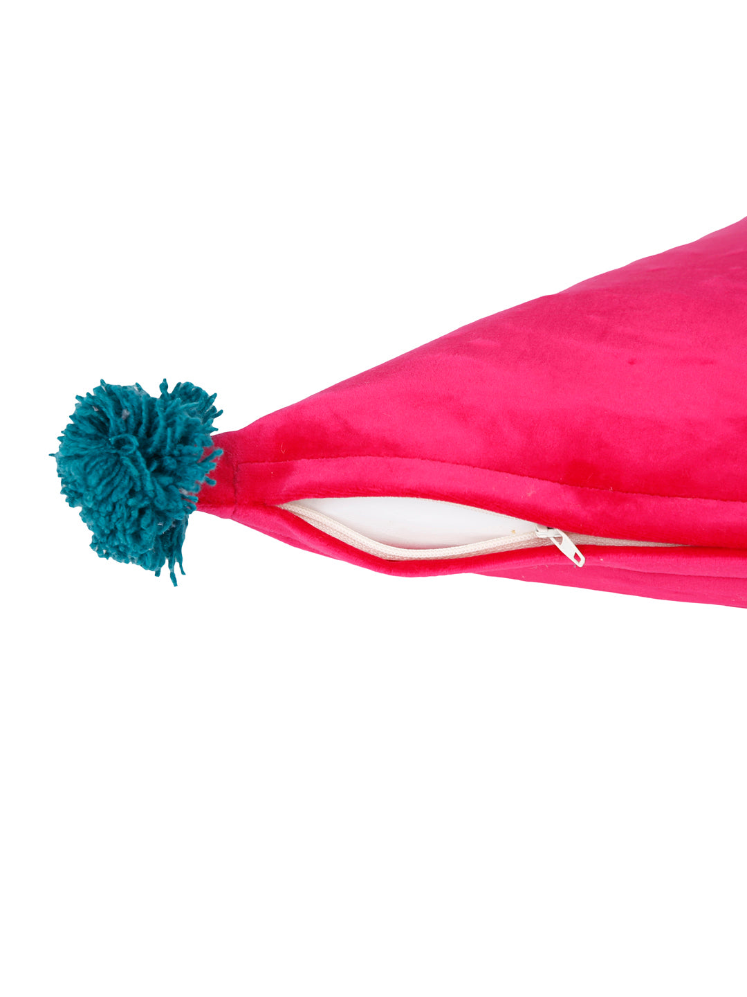 Set Of 2 Fuchsia Pink & Blue Triangle Shaped Super Soft Velvet Sustainable Cushions