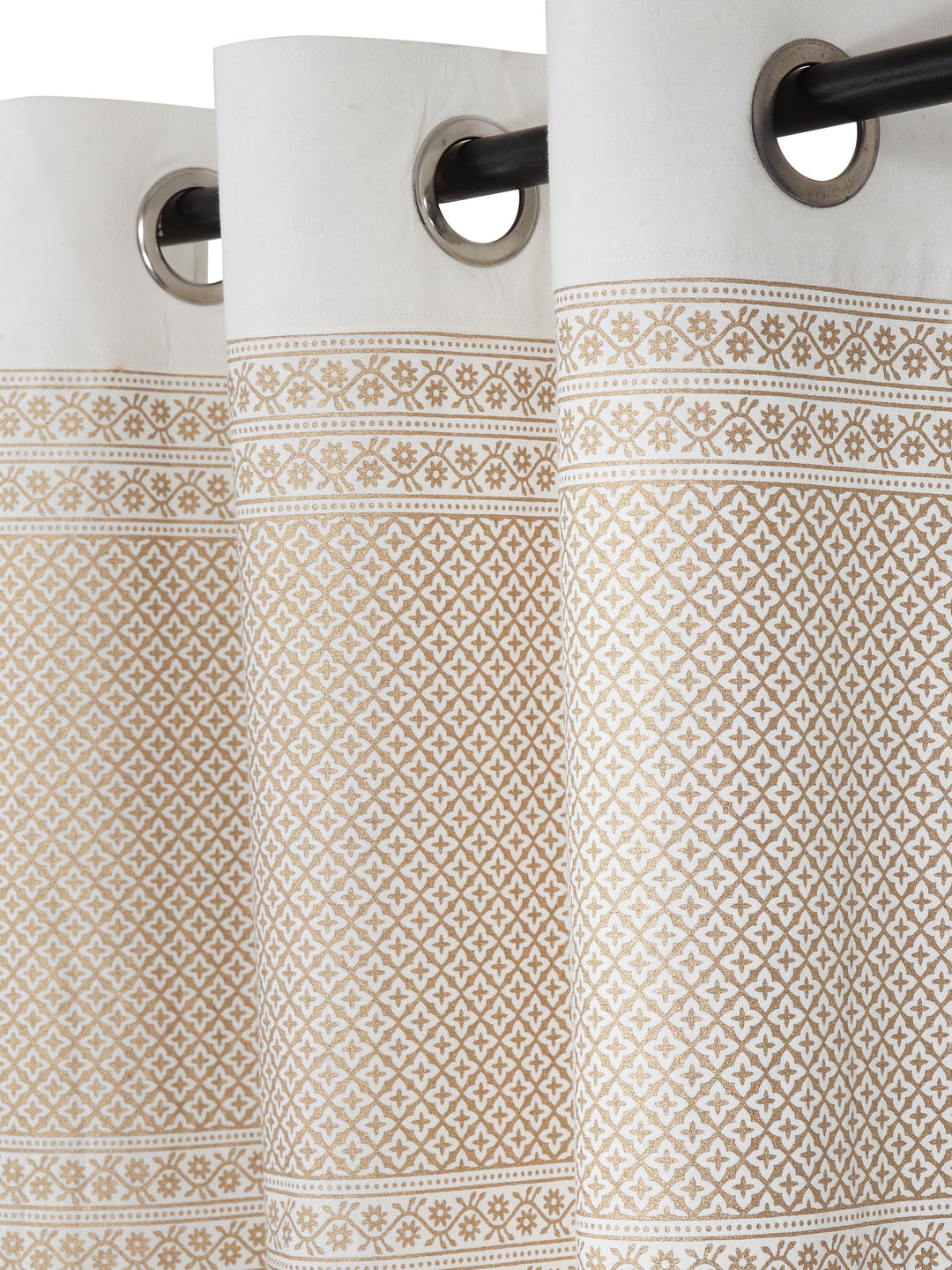 Screen Print Cotton White and Blue Floral Door Curtain Single Pc (51x85 Inch)