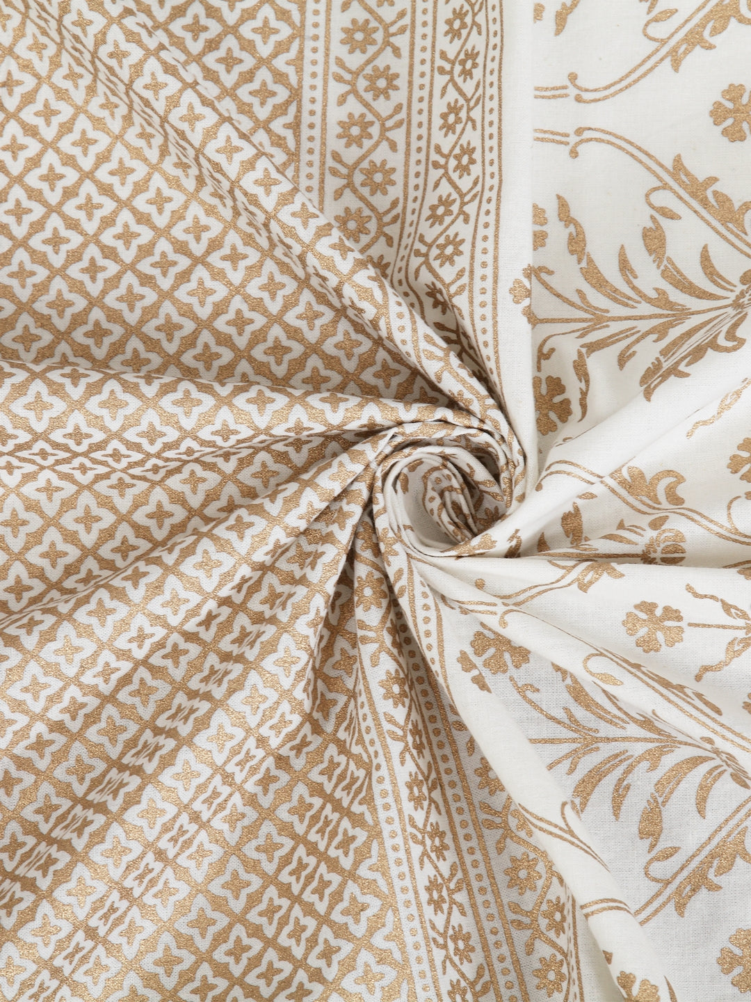 Screen Print Cotton White and Blue Floral Door Curtain Single Pc (51x85 Inch)