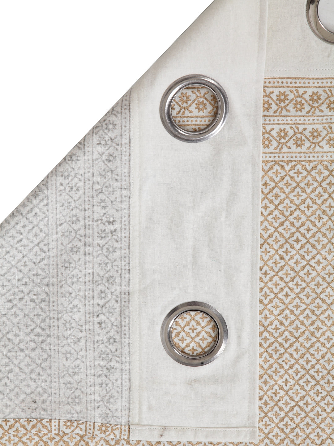 Screen Print Cotton White and Blue Floral Door Curtain Single Pc (51x85 Inch)