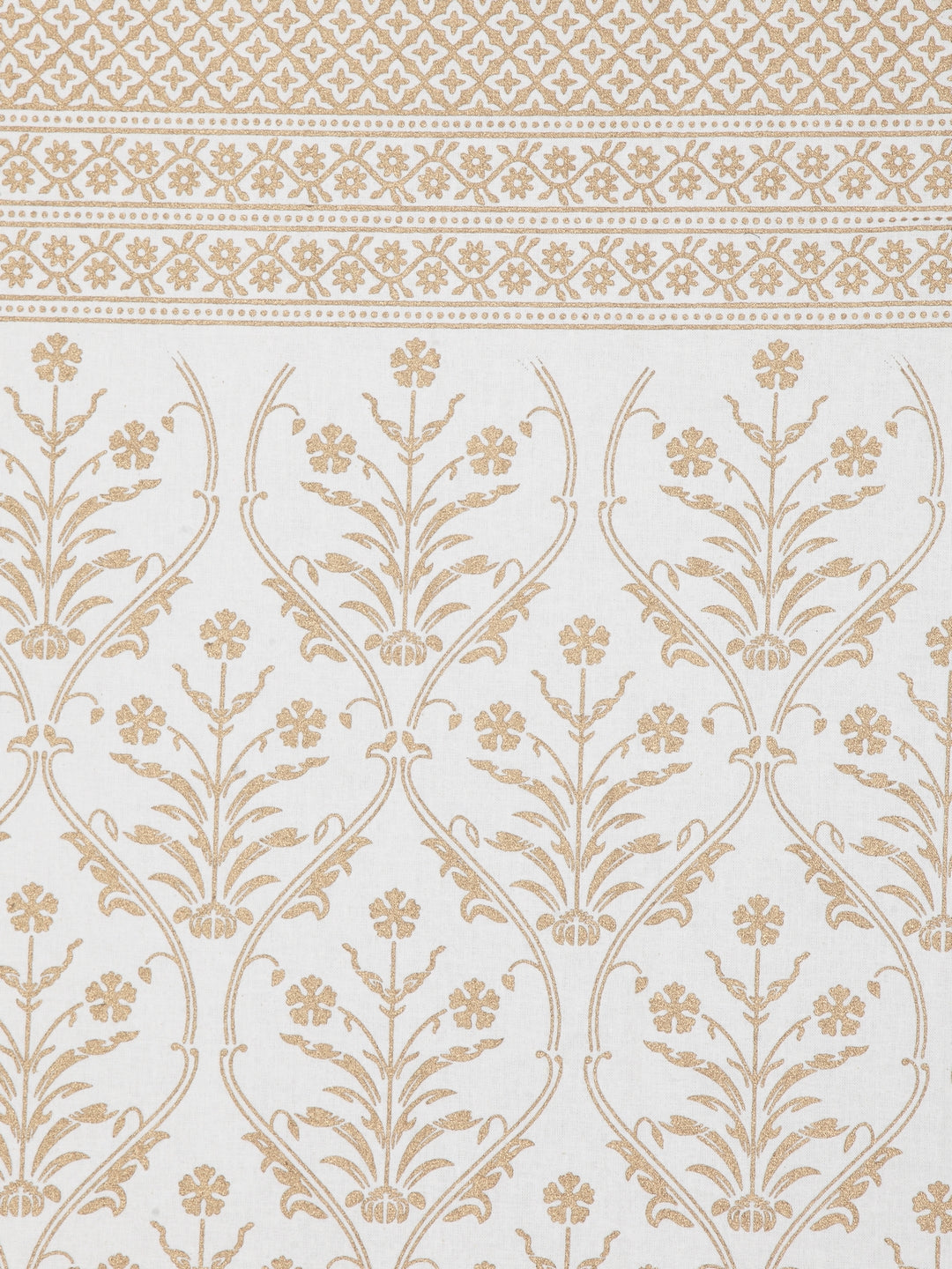 Screen Print Cotton White and Blue Floral Door Curtain Single Pc (51x85 Inch)