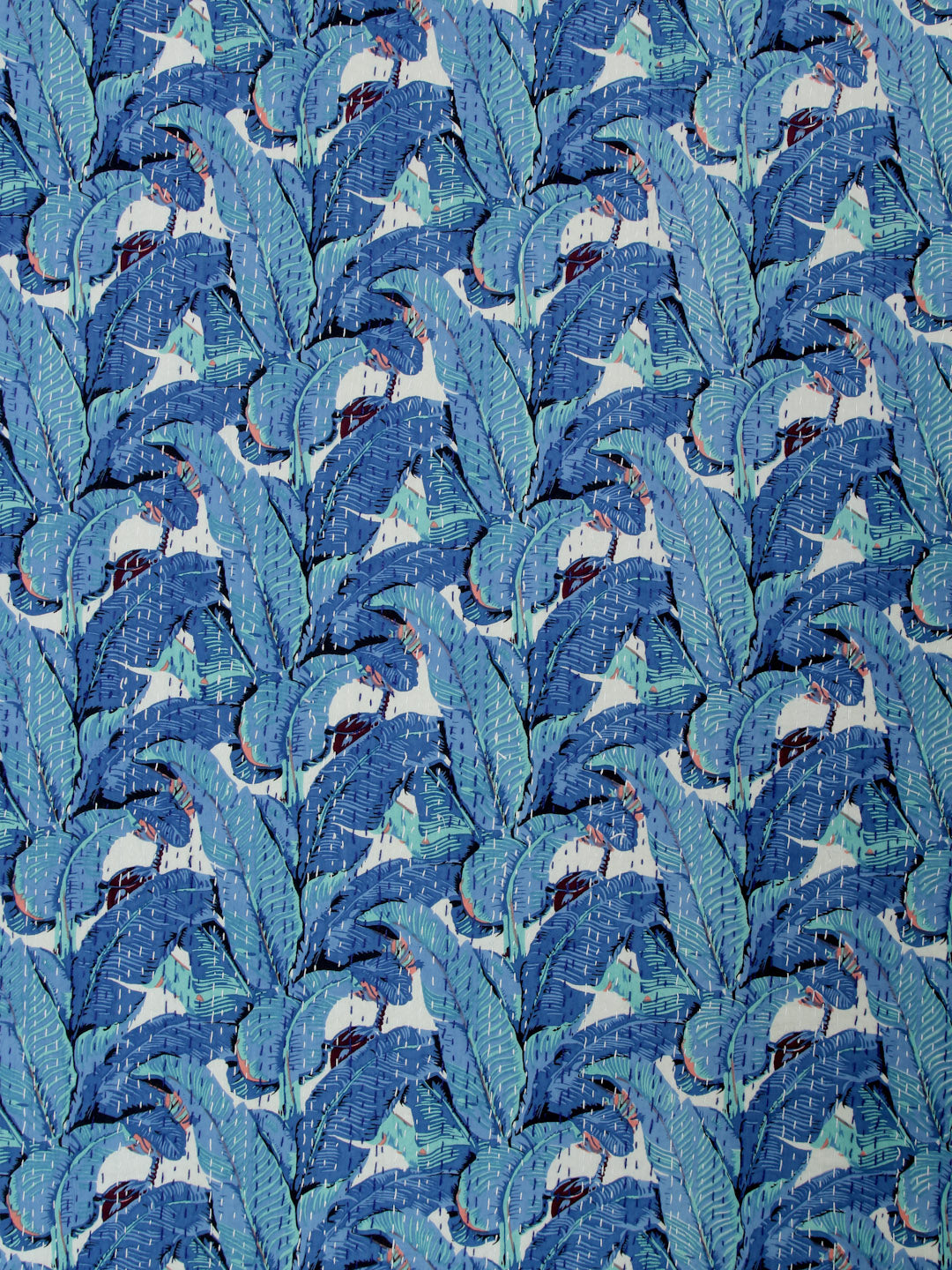 Block Print Blue Color Cotton Jaipuri Kantha Double Bed Cover/Bed Spread without pillow cover