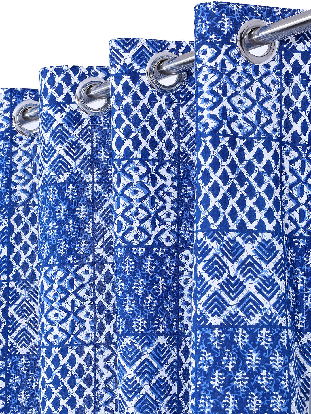 Rajsthan Decor Screen Print Cotton Floral Window Curtain Set of 2 (51x62 Inch)