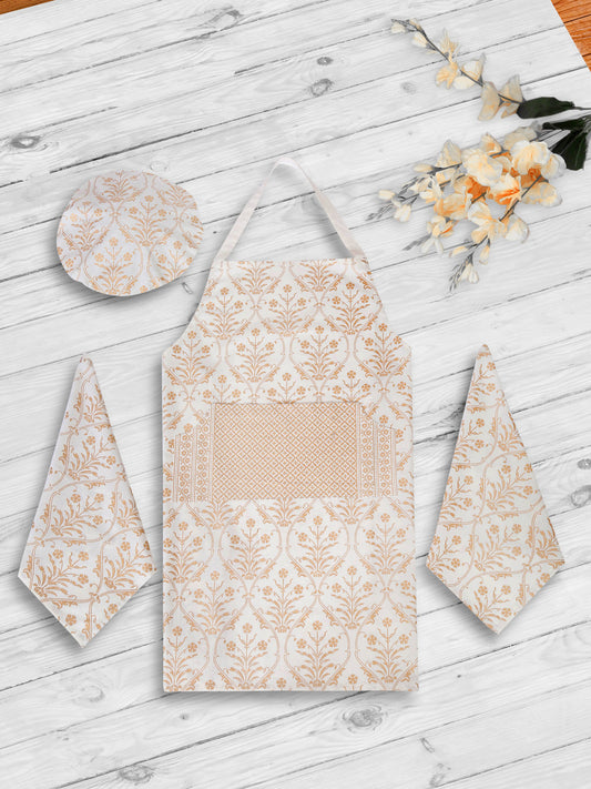 Set of 4 Printed Cotton Apron Set
