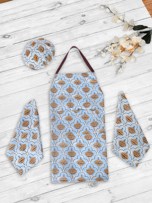 Set of 4 Printed Cotton Apron Set