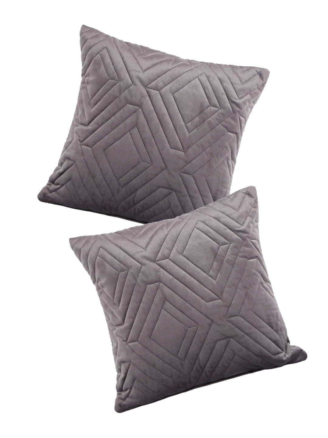 Eyda Designer Quilted Velvet Cushion Cover Set of 2-16x16 Inch