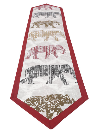 Rajasthan Décor Multi Coloured Elephant Print Cotton Table Cover