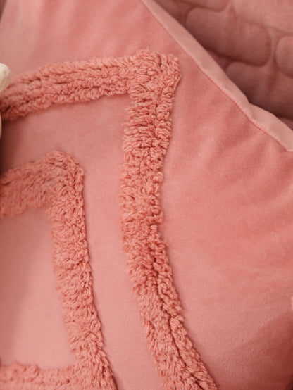Pink Quilted Velvet Sofa Cover Set | 3 Seater Sofa Cover with 5 Cushion Covers