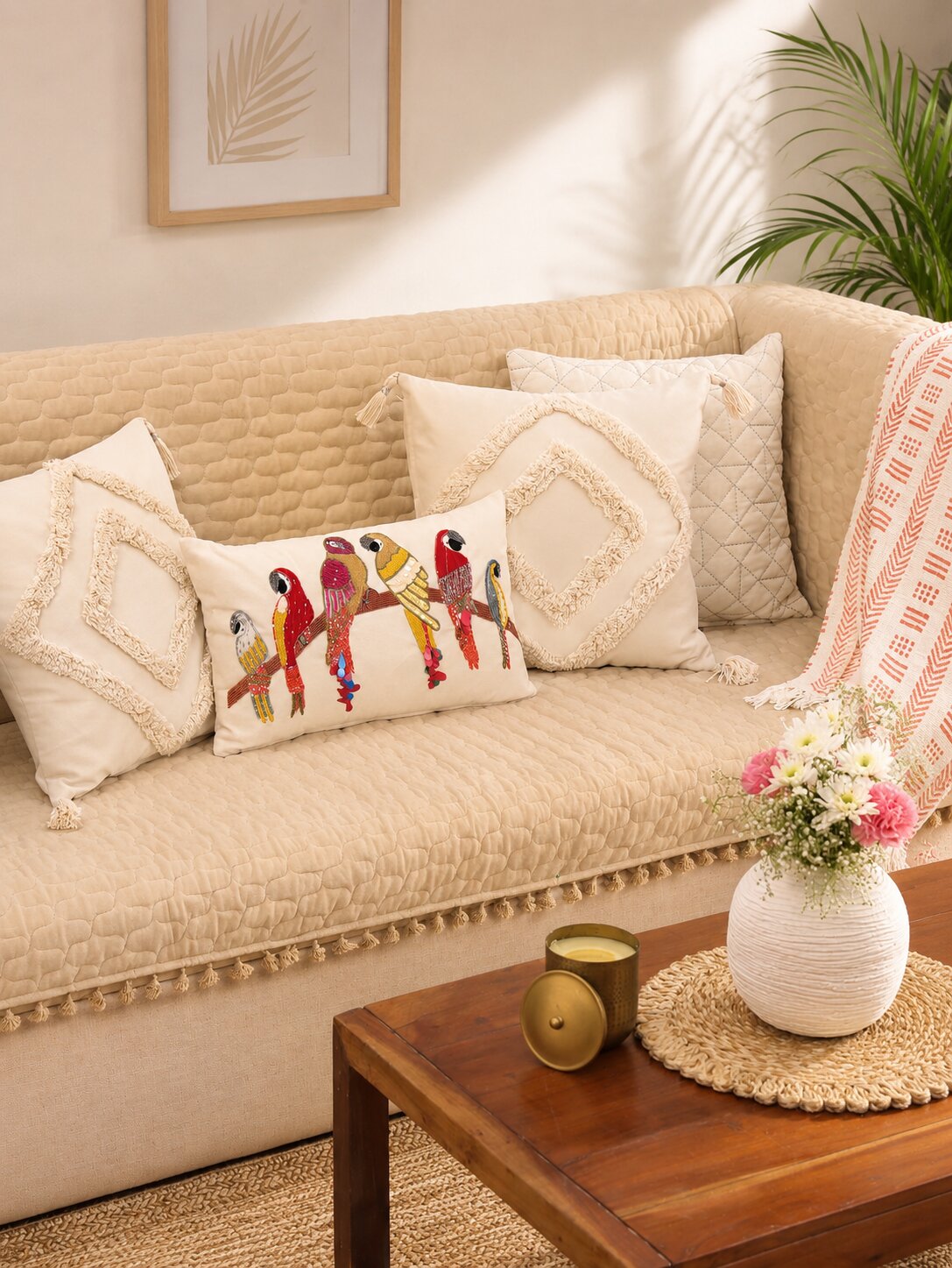 Saanvi Harmony Sofa Cover & Cushion Set