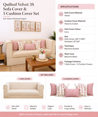 Roselle Bloom Sofa Cover & Cushion Set