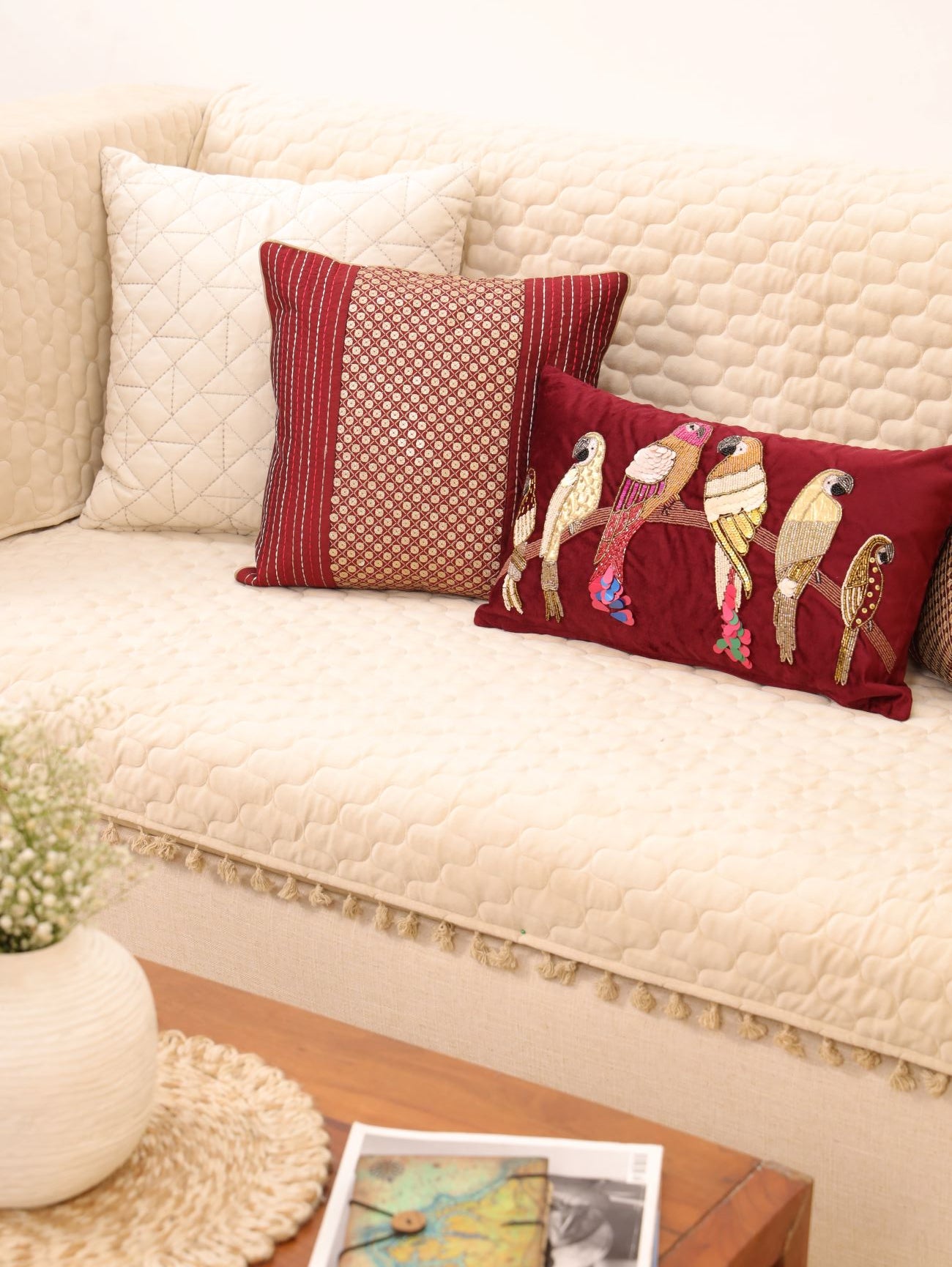 Merlot Weave Sofa Cover & Cushion Set