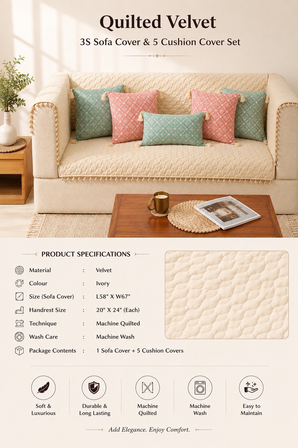 Elowen Meadow Sofa Cover & Cushion Set