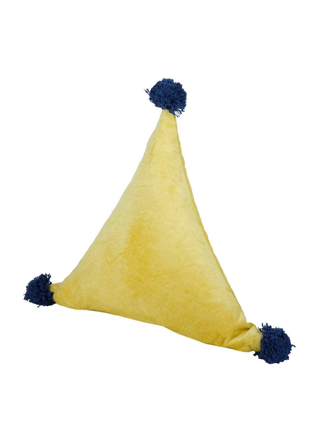 Eyda Super Soft Velvet Yellow Color Set of 2 Triangle Filled Cushion-15x15x15 Inch