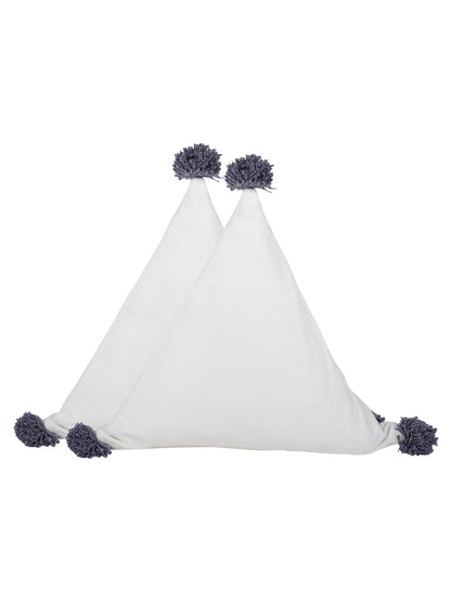 Eyda Super Soft Velvet White Color Set of 2 Triangle Filled Cushion-15x15x15 Inch