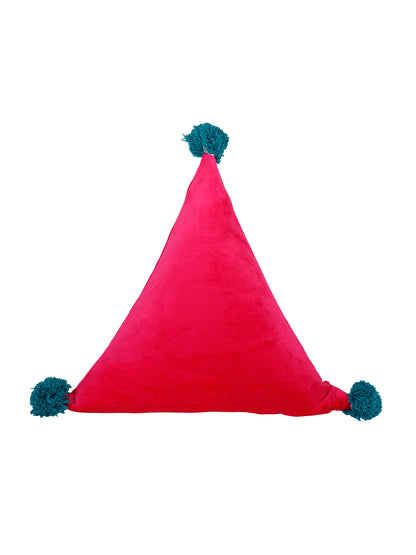 Eyda Super Soft Velvet Fuchsia Color Set of 2 Triangle Filled Cushion-15x15x15 Inch