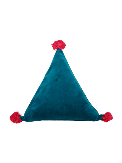 Eyda Super Soft Velvet Blue Color Set of 2 Triangle Filled Cushion-15x15x15 Inch