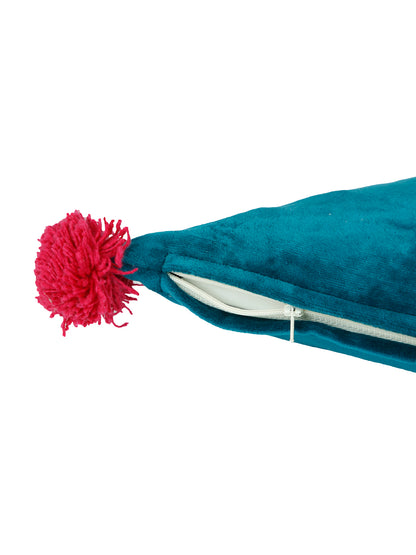 Eyda Super Soft Velvet Blue Color Set of 2 Triangle Filled Cushion-15x15x15 Inch
