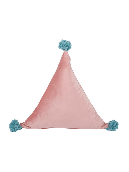 Eyda Super Soft Velvet Peach Color Set of 2 Triangle Filled Cushion-15x15x15 Inch