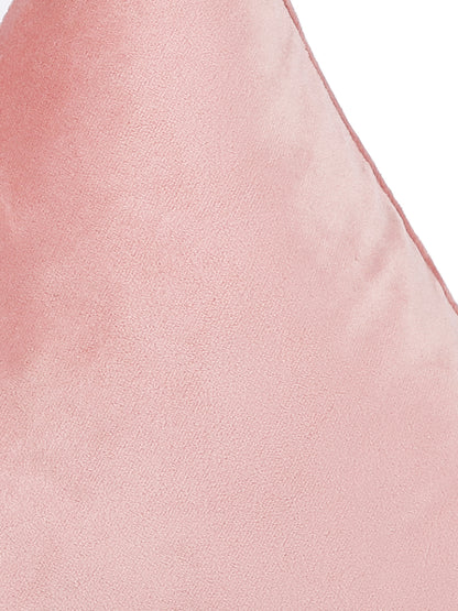 Eyda Super Soft Velvet Peach Color Set of 2 Triangle Filled Cushion-15x15x15 Inch
