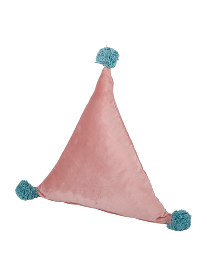 Eyda Super Soft Velvet Peach Color Set of 2 Triangle Filled Cushion-15x15x15 Inch