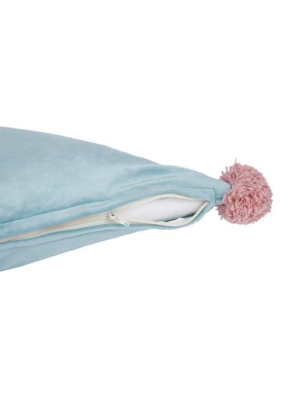 Eyda Super Soft Velvet Aqua Color Set of 2 Triangle Filled Cushion-15x15x15 Inch