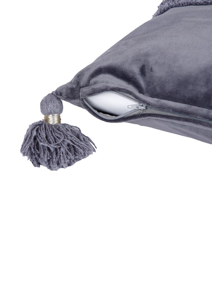Eyda Super Soft Velvet Grey Color Set of 2 Cushion Cover-18x18 Inch