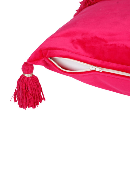 Eyda Super Soft Velvet Fuchsia Color Set of 2 Cushion Cover-18x18 Inch