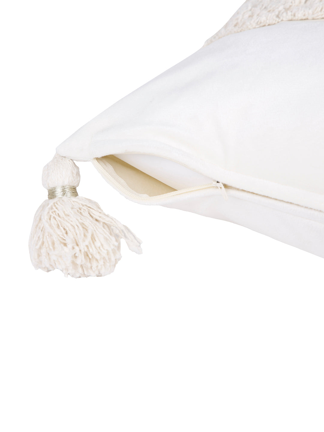 Eyda Super Soft Velvet Ivory Color Set of 2 Cushion Cover-18x18 Inch
