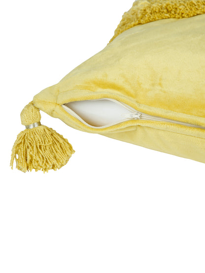 Eyda Super Soft Velvet Yellow Color Set of 2 Cushion Cover-18x18 Inch