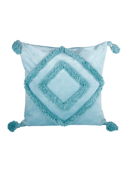 Eyda Super Soft Velvet Aqua Color Set of 2 Cushion Cover-18x18 Inch