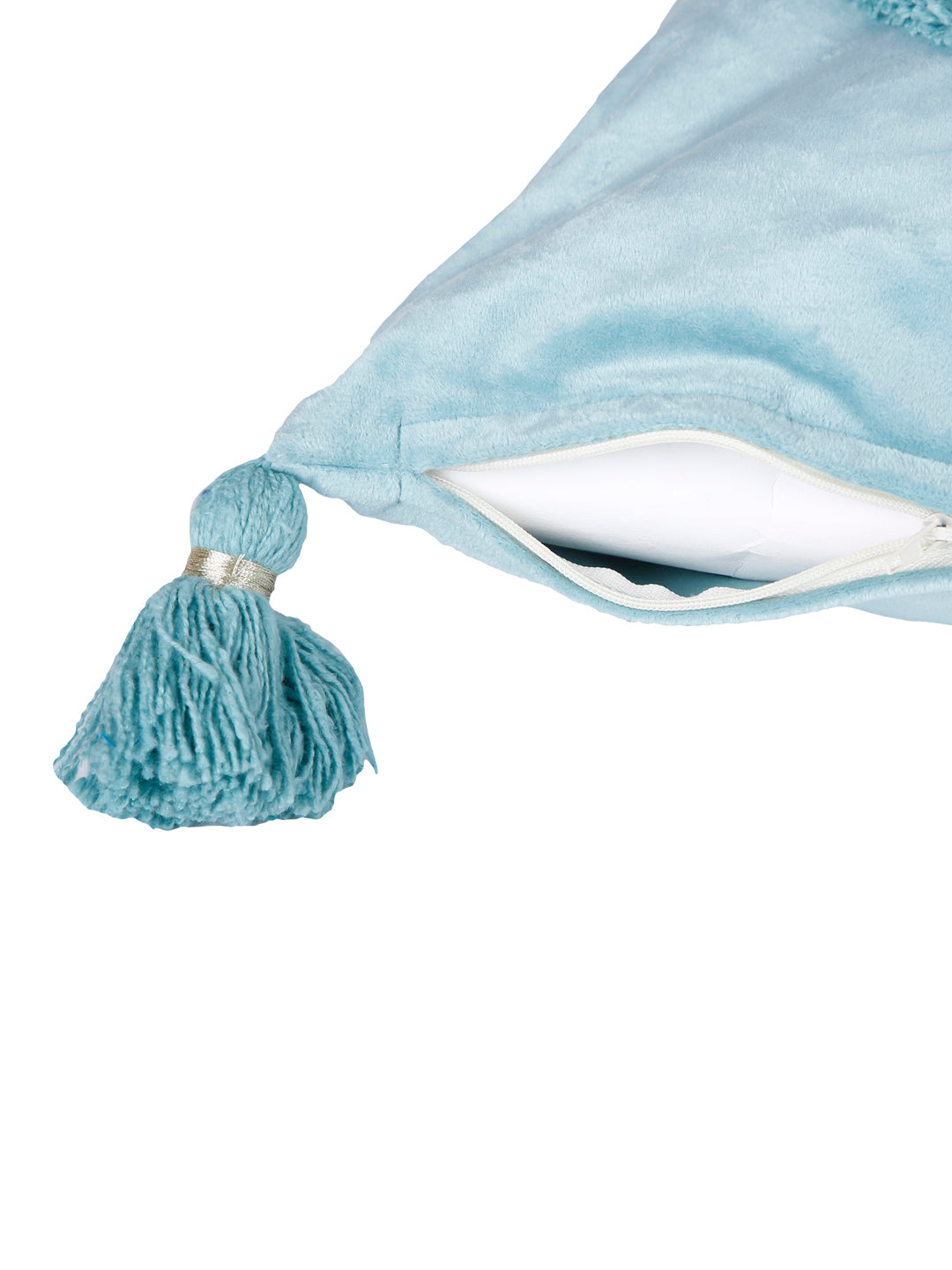 Eyda Super Soft Velvet Aqua Color Set of 2 Cushion Cover-18x18 Inch