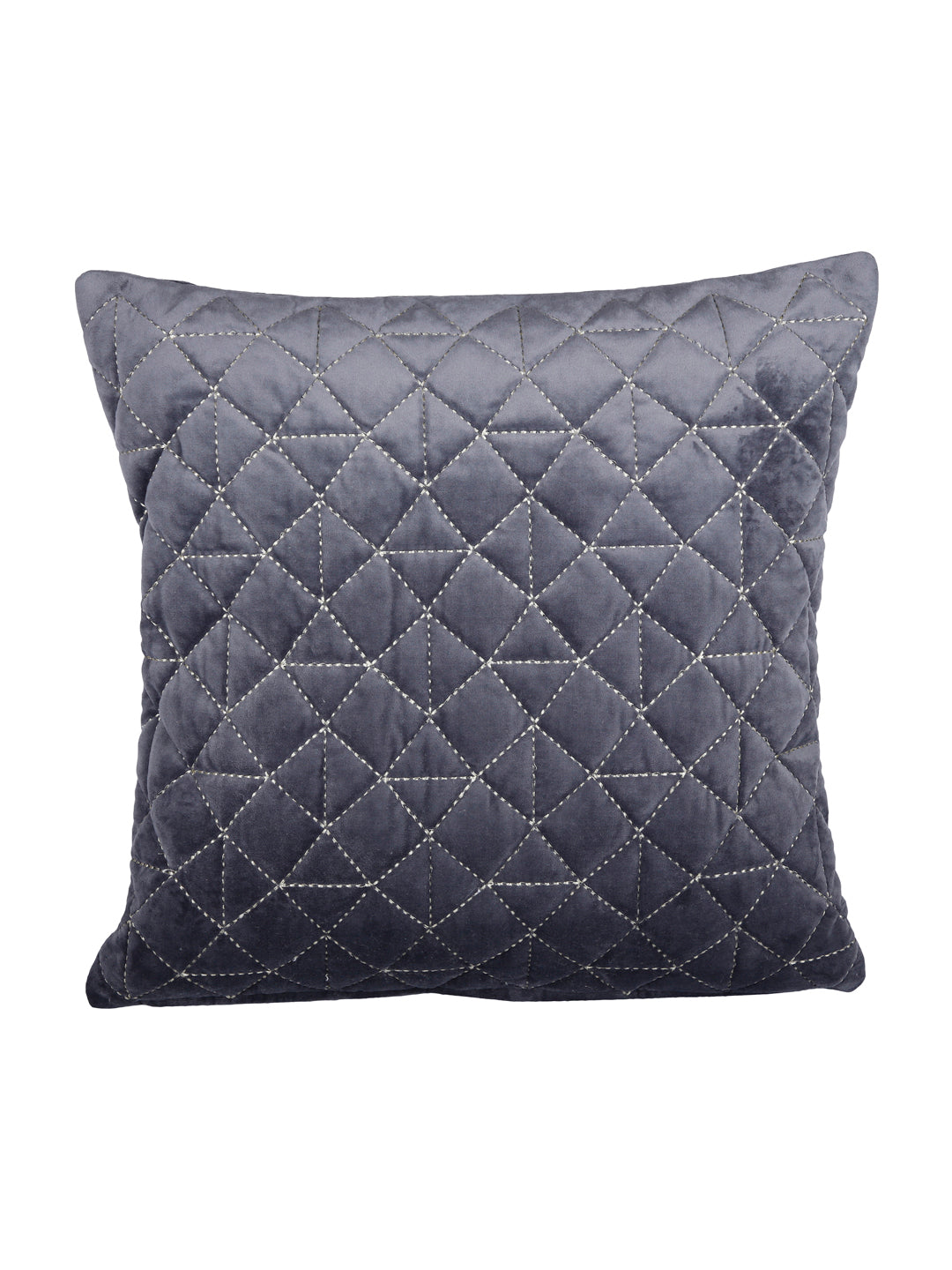 Eyda Super Soft Velvet grey Color Set of 2 Quilted Cushion Cover-18x18 Inch